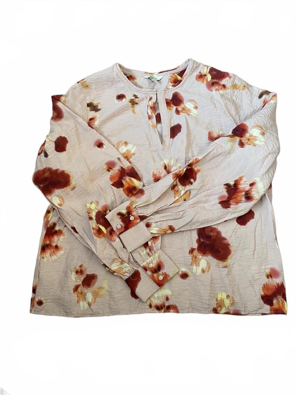 RW & Co. Peach & Orange Floral Long Sleeved Blouse Size L